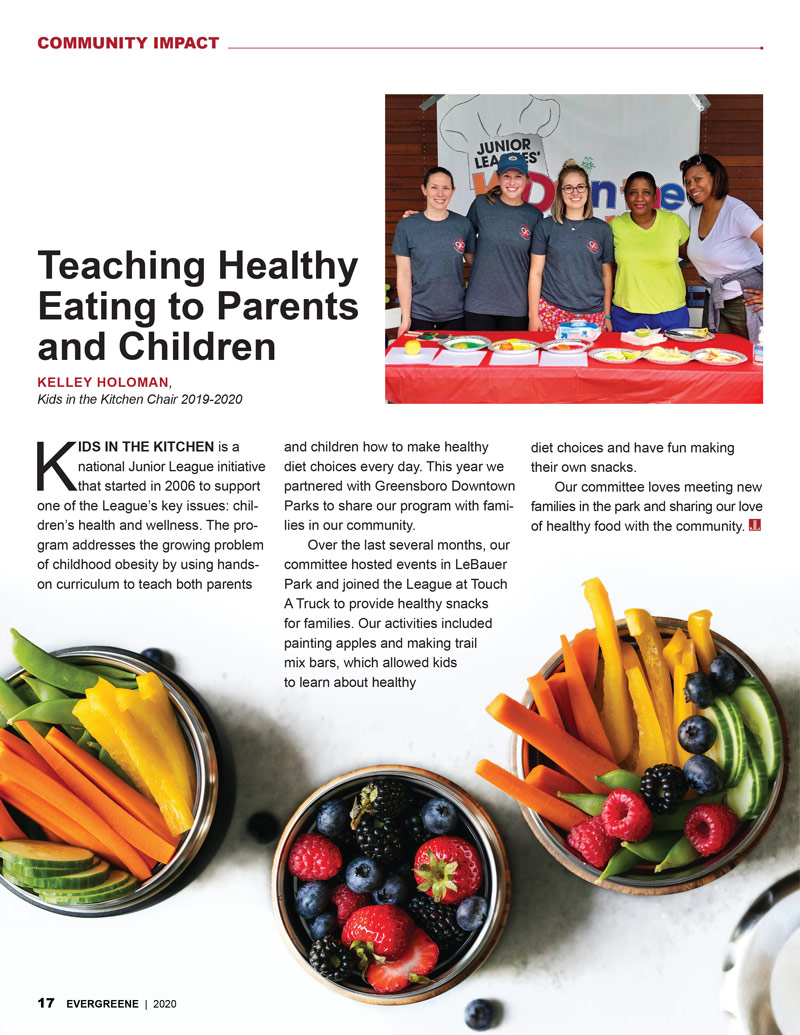 EverGreene Magazine page about eating healthy