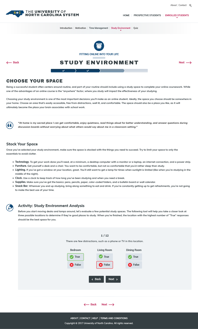 UNC System Online Learning 101 Module Page